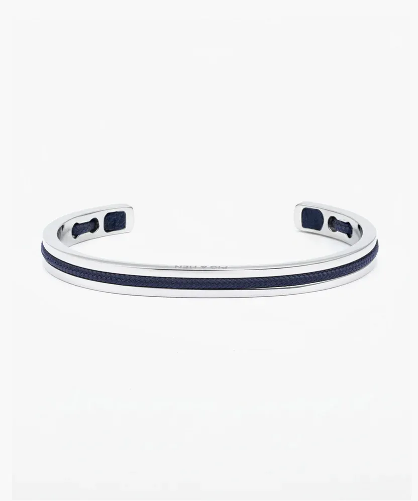 Pig &amp; Hen - Armband - Navarch 6mm Navy | Silver, Maat: Maat S (16cm)