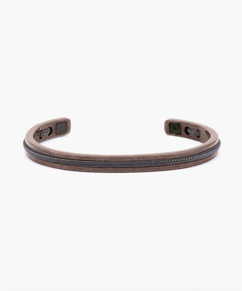 Pig &amp; Hen - Armband - Navarch 6mm Slate Gray | Bronze, Maat: Maat S (16cm)