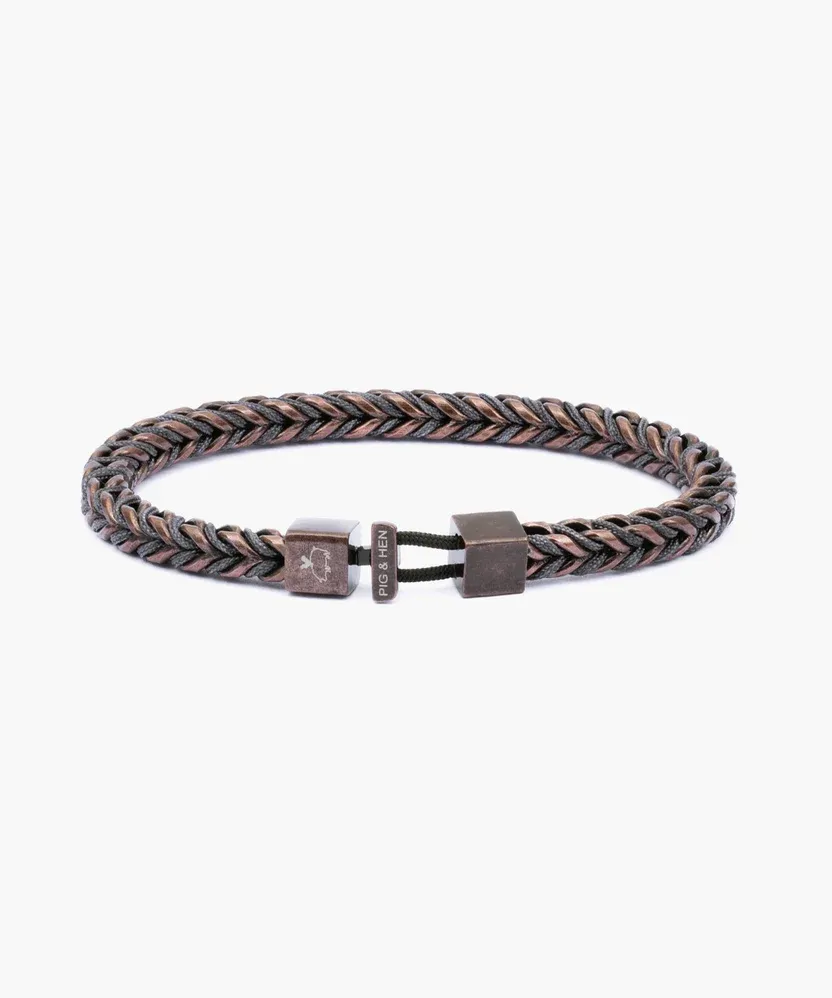 Pig &amp; Hen - Armband - Catena Foxtail Slate Gray | Bronze, Maat: Maat S (16cm)