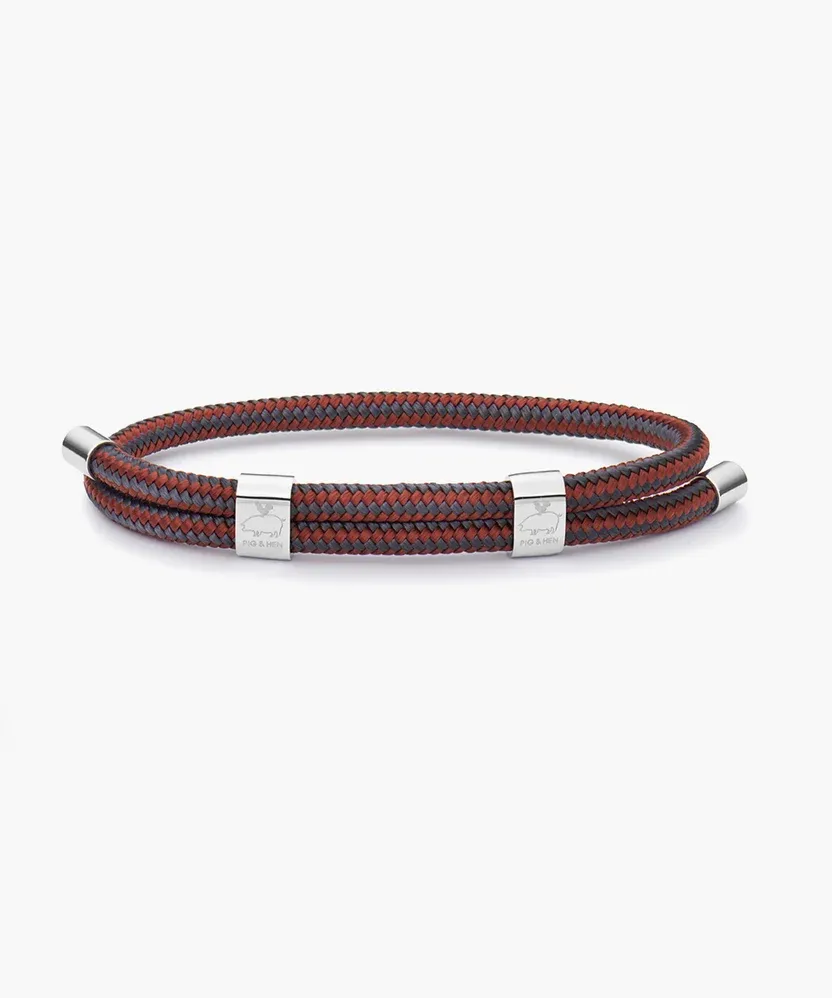 Pig &amp; Hen - Armbandittle Lewis DBL Ged | Gray | Silver, Maat: Maat S (15-17cm)