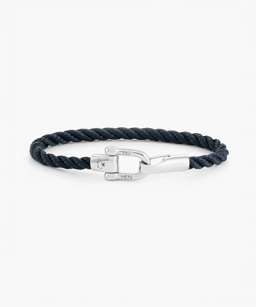 Pig &amp; Hen - Armband - Lobster Larry Navy | Silver, Maat: Maat S (16cm)
