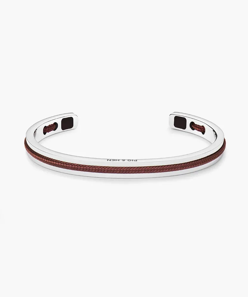 Pig &amp; Hen - Armband - Navarch 6mm Red Velvet | Silver, Maat: Maat S (16cm)