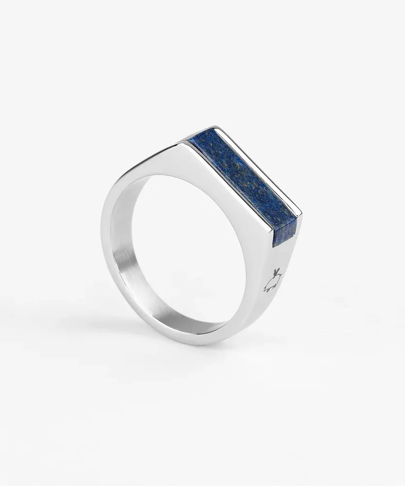 Pig &amp; Hen - Signet Ring - 7mm - Lapis Lazuli | Zilver, Maat: Maat 60 / 19mm