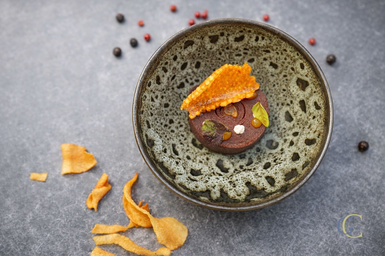 Betterave confite, safran de Touraine en textures