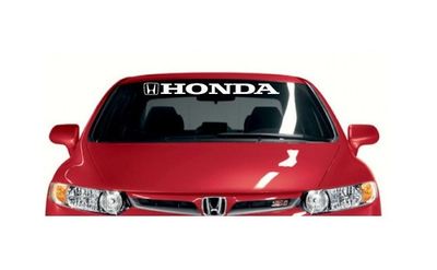 Car with a generic windshield decal from our vinyl windshield decals collection, available in custom sizes and colors.