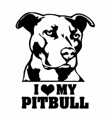 Pitbull decal with the text "I heart my pitbull"