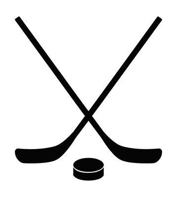 Autocollant Bâtons de Hockey et Puck avec des crosses croisées et un puck