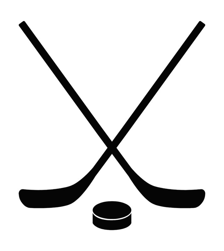 Autocollant Bâtons de Hockey et Puck avec des crosses croisées et un puck