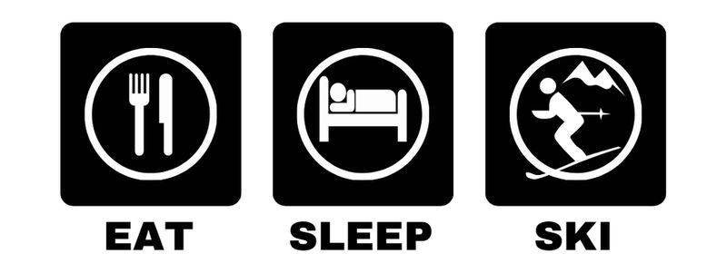 Autocollant Eat Sleep Ski pour voitures ou murs