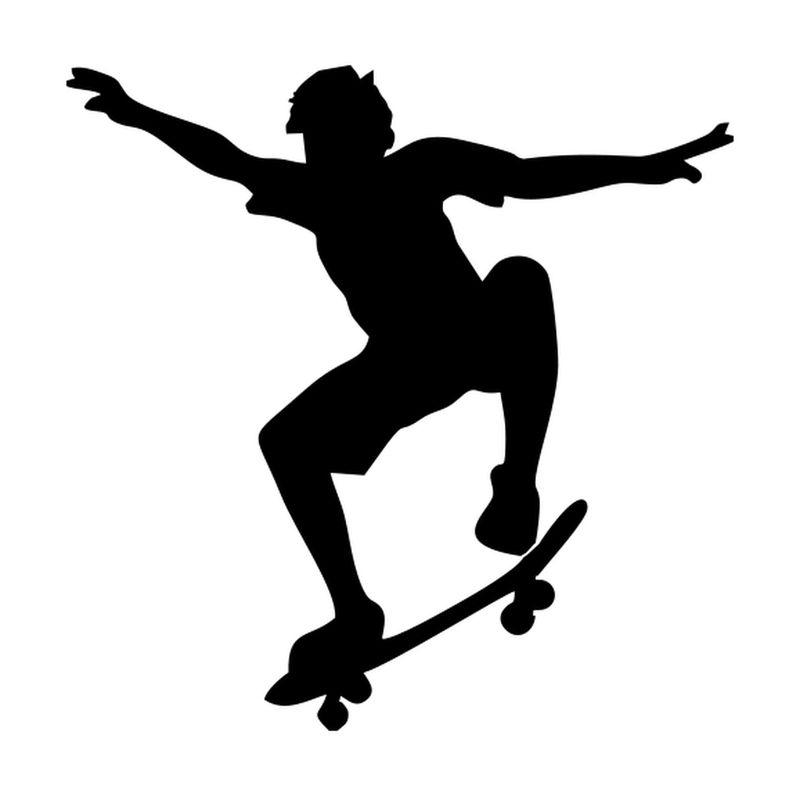 Autocollants muraux de silhouettes de skateurs dans diverses poses.