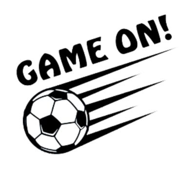 Autocollant Game On Soccer avec un ballon de soccer en vol