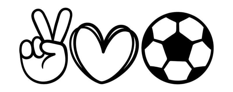 Design Peace Love Soccer avec symboles