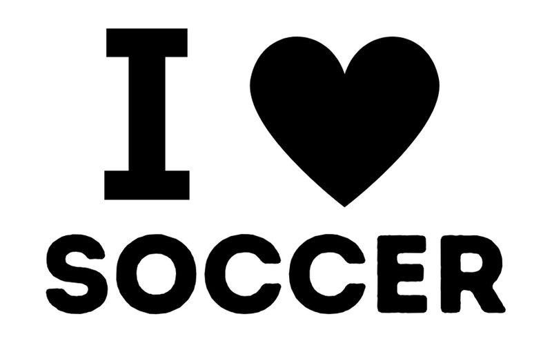 Autocollant J'aime le soccer avec un cœur ou un design de ballon de soccer