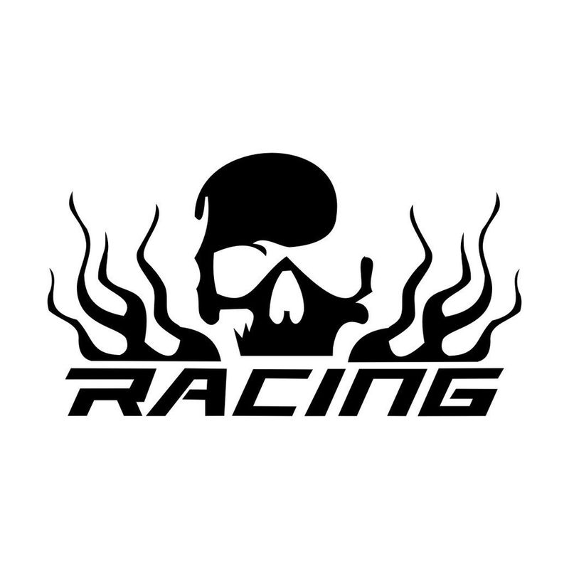Crâne Racing avec flammes