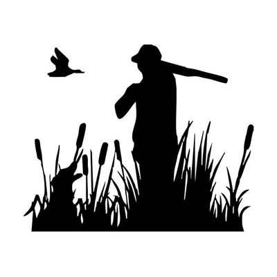Chien et chasseur de canard / Duck Hunter with Hunting Dog