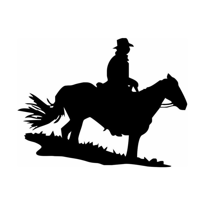 Silhouette d'un cowboy sur son cheval