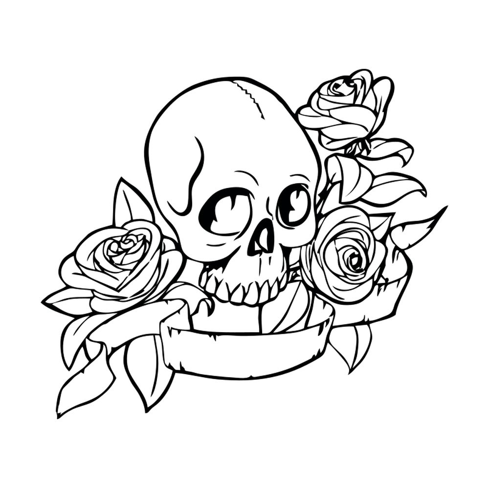 Crâne avec fleurs