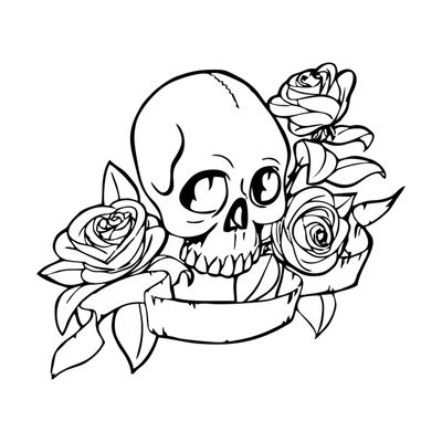 Crâne avec fleurs