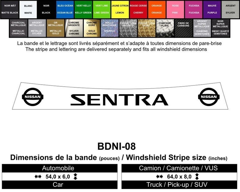 Bande Nissan Sentra / Nissan Sentra Windshield Decals