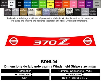 Bande Nissan 370 Z / Nissan 370 Z Windshield Decals