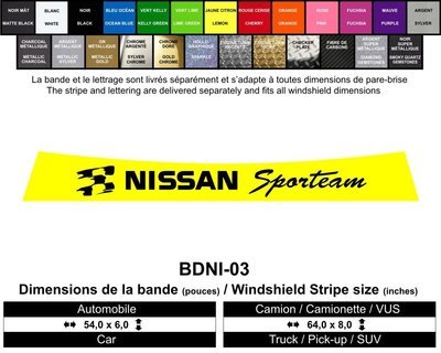 Bande Nissan Sporteam / Nissan Sporteam Windshield Decals