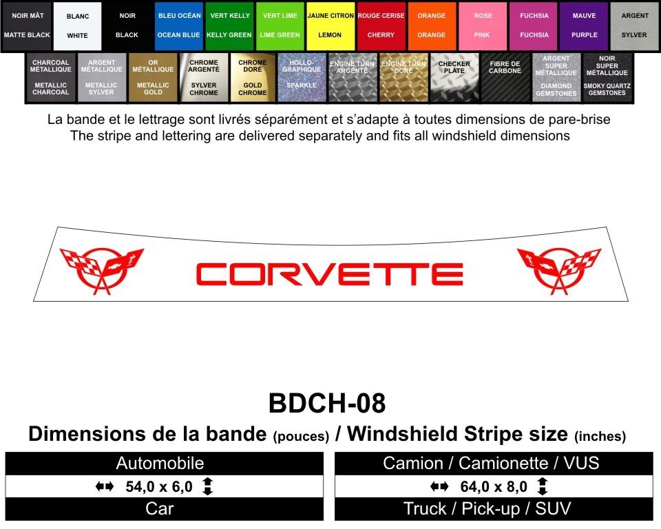 Bande Chevrolet Corvette / Chevrolet Corvette Windshield Decals