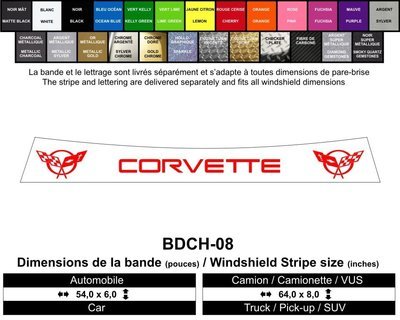 Bande Chevrolet Corvette / Chevrolet Corvette Windshield Decals