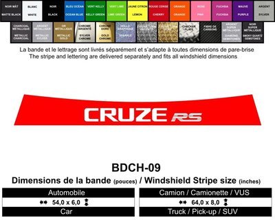 Bande Chevrolet Cruze RS / Chevrolet Cruze RS Windshield Decals