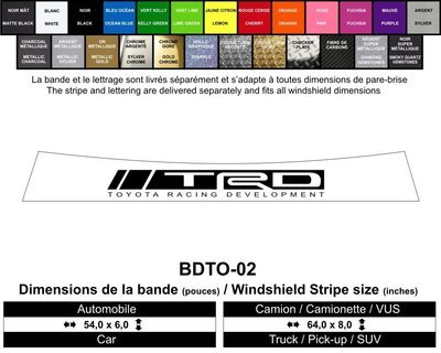 Bande Toyota TRD / Toyota TRD Windshield Decals