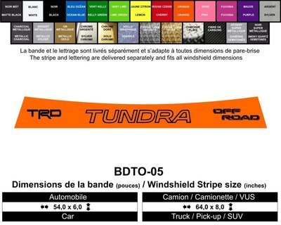 Bande Toyota Tundra Off Road / Toyota Tundra Off Road Windshield Decals