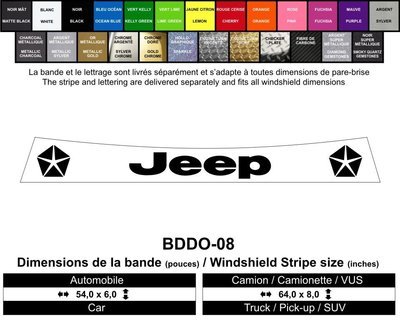 Bande Jeep Chrysler / Jeep Chrysler Windshield Decals