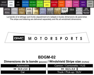 Bande GMC Motorsports / GMC Motorsports Windshield Decals