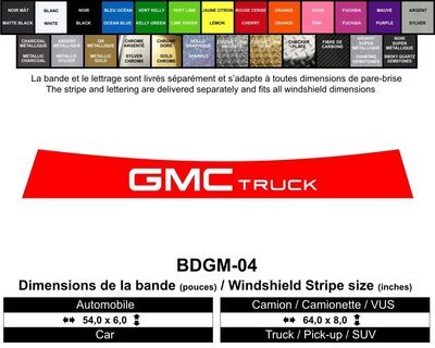 Bande GMC Truck / GMC Truck Windshield Decals
