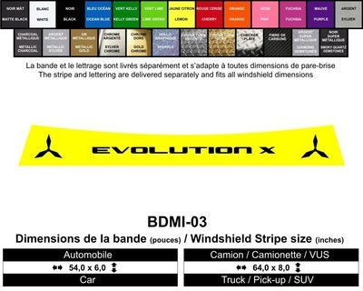 Bande Mitsubishi Evolution X / Mitsubishi Evolution X Windshield Decals