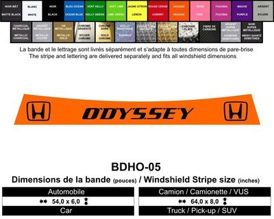 Bande Honda Odyssey / Honda Odyssey Windshield Decals
