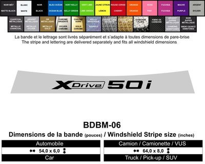 Bande BMW X Drive 50 i / BMW X Drive 50 i Windshield Decals