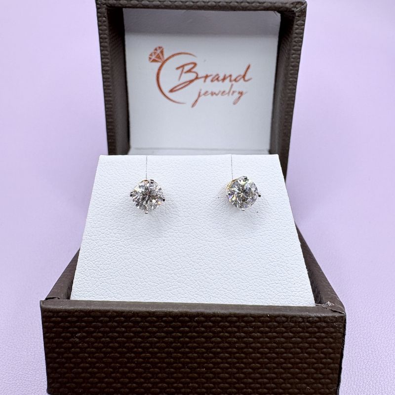 14K FOUR PRONG NATURAL DIAMOND EARRINGS