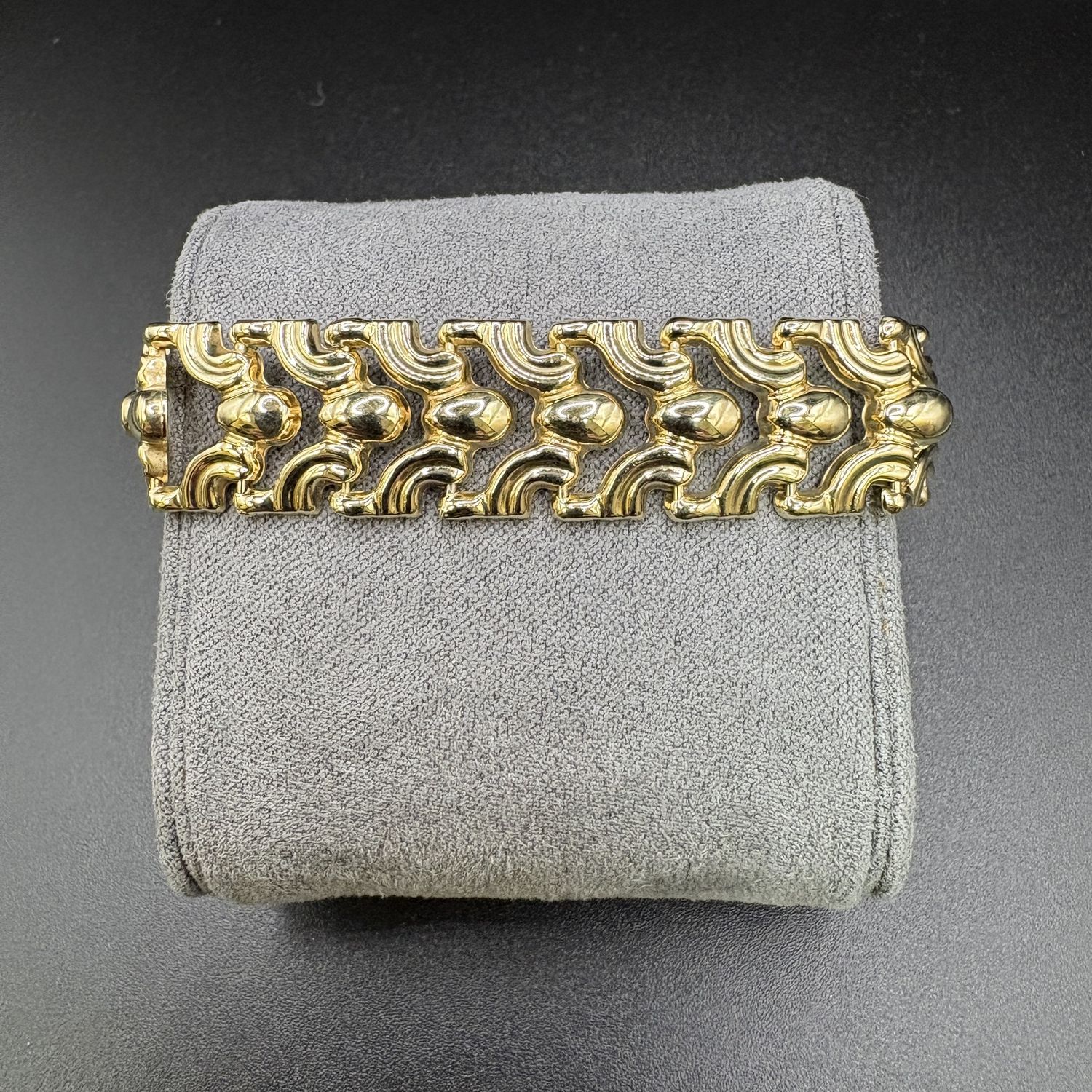 14K  CRESENT ECLIPSE STYLE WIDE BRACELET