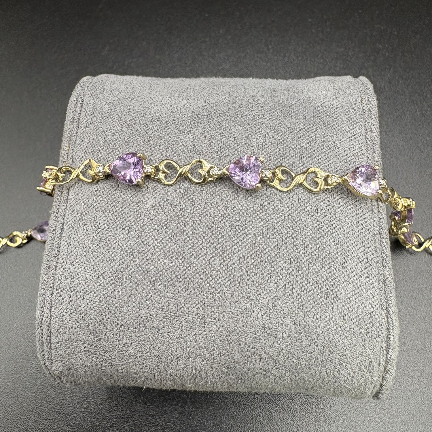 14K AMETHYST HEART BRACELET