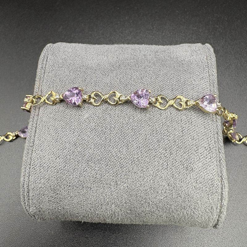 14K AMETHYST HEART BRACELET