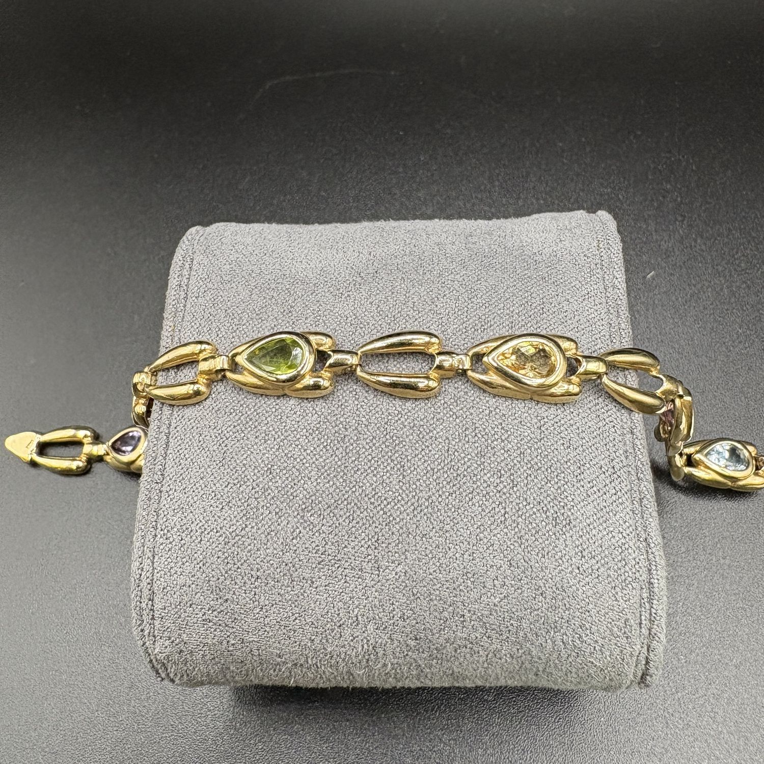 14K VINTAGE TEAR DROP MULTI STONE BRACELET