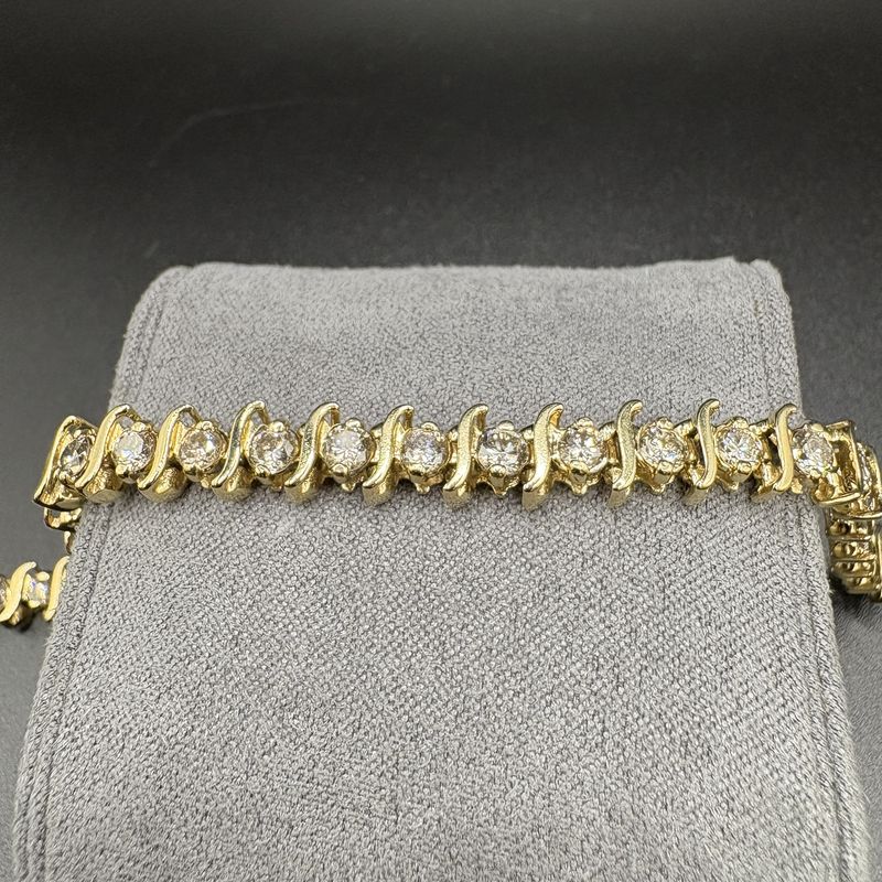 14K BAR SETTING 3.5CTW DIAMOND TENNIS BRACELET