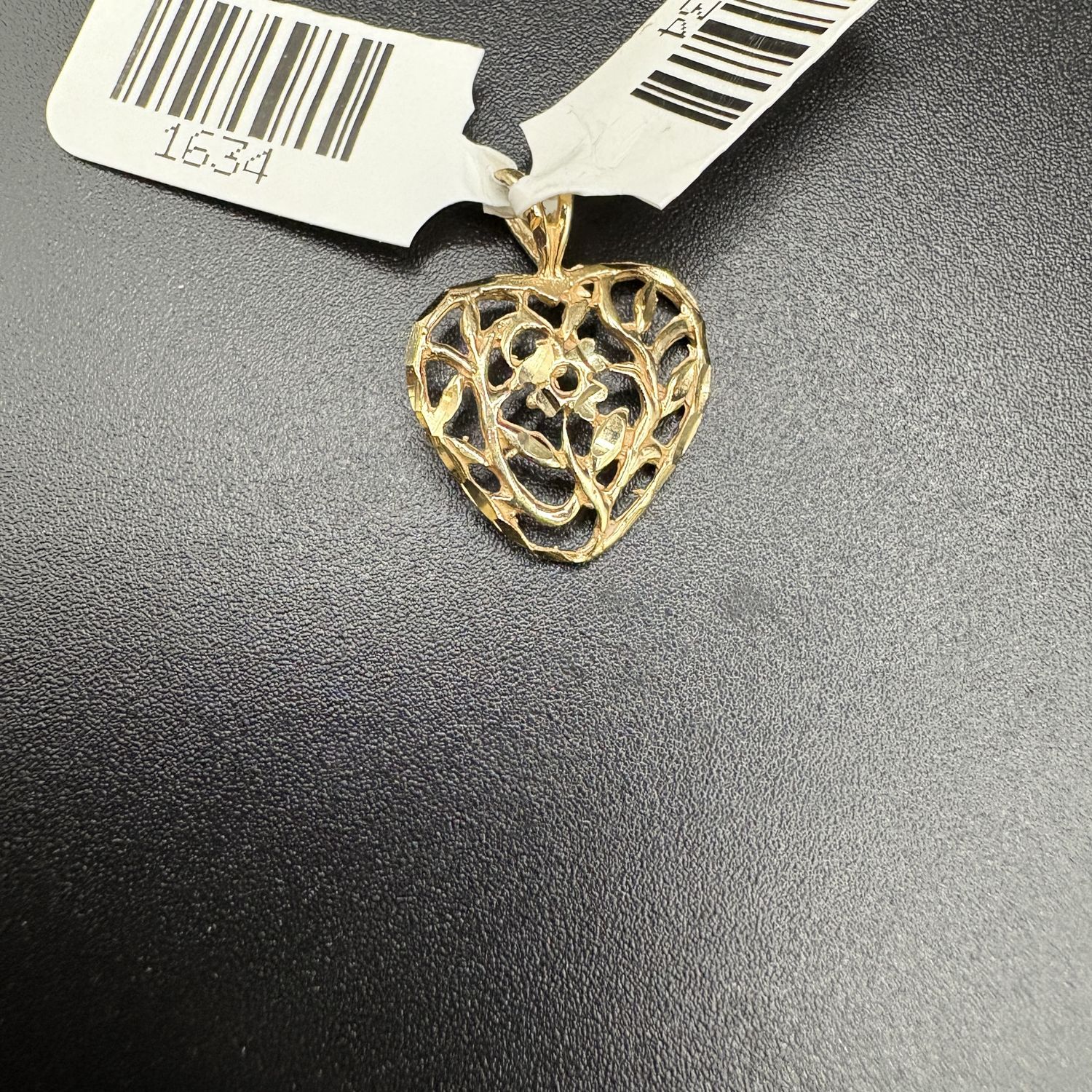 10K DIAMOND CUT ROSE HEART PENDANT