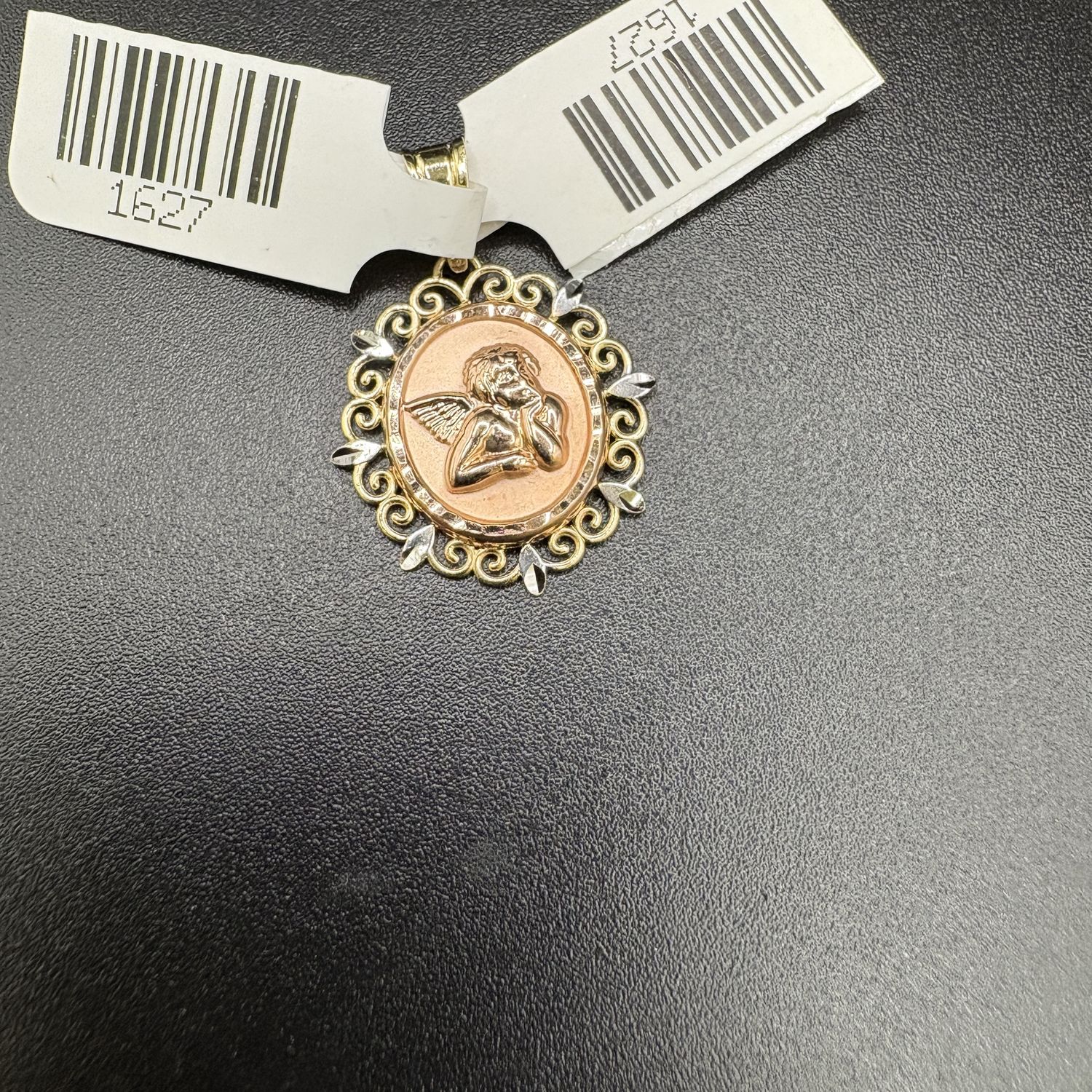 14K TRI GOLD PRAYING ANGEL PENDANT