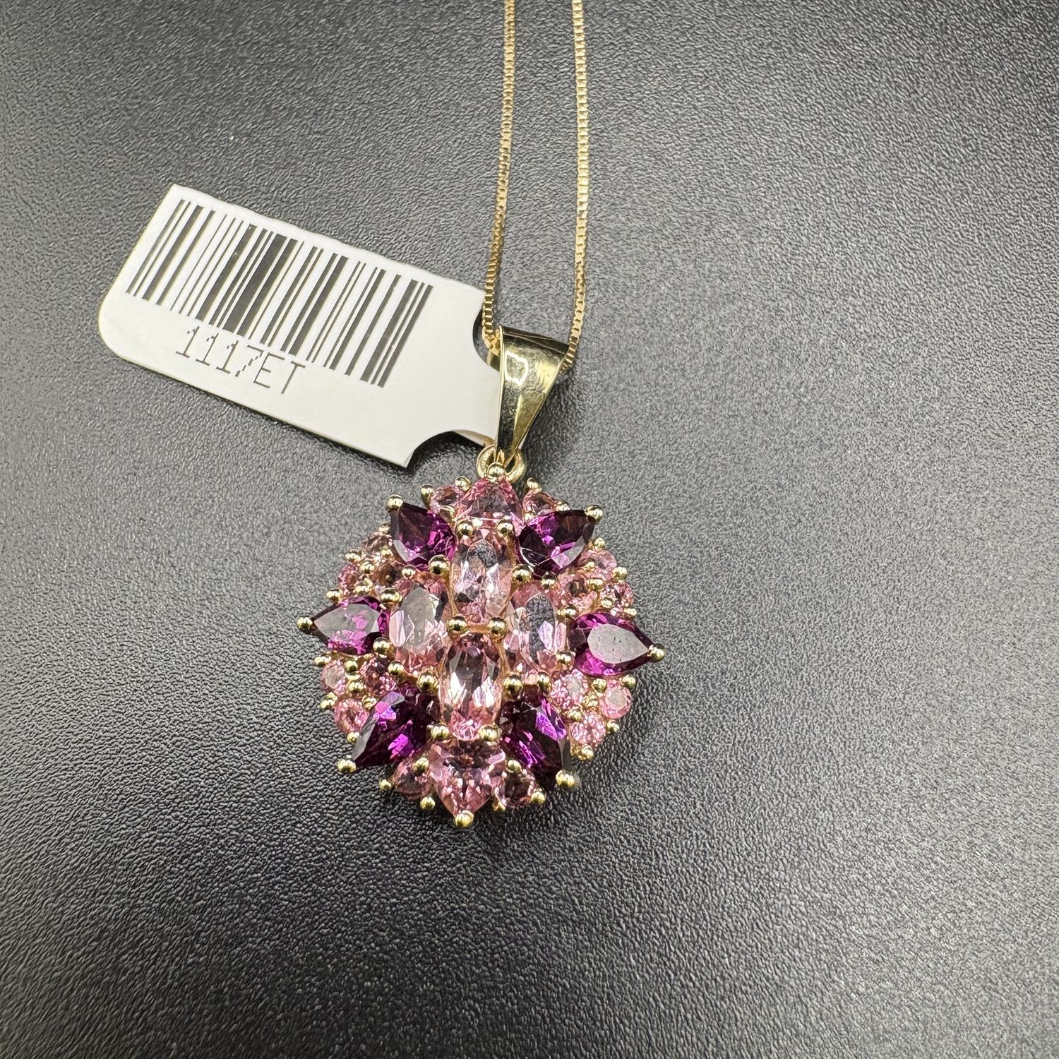 14K PINK AND RHODALITE GARNET PENDANT