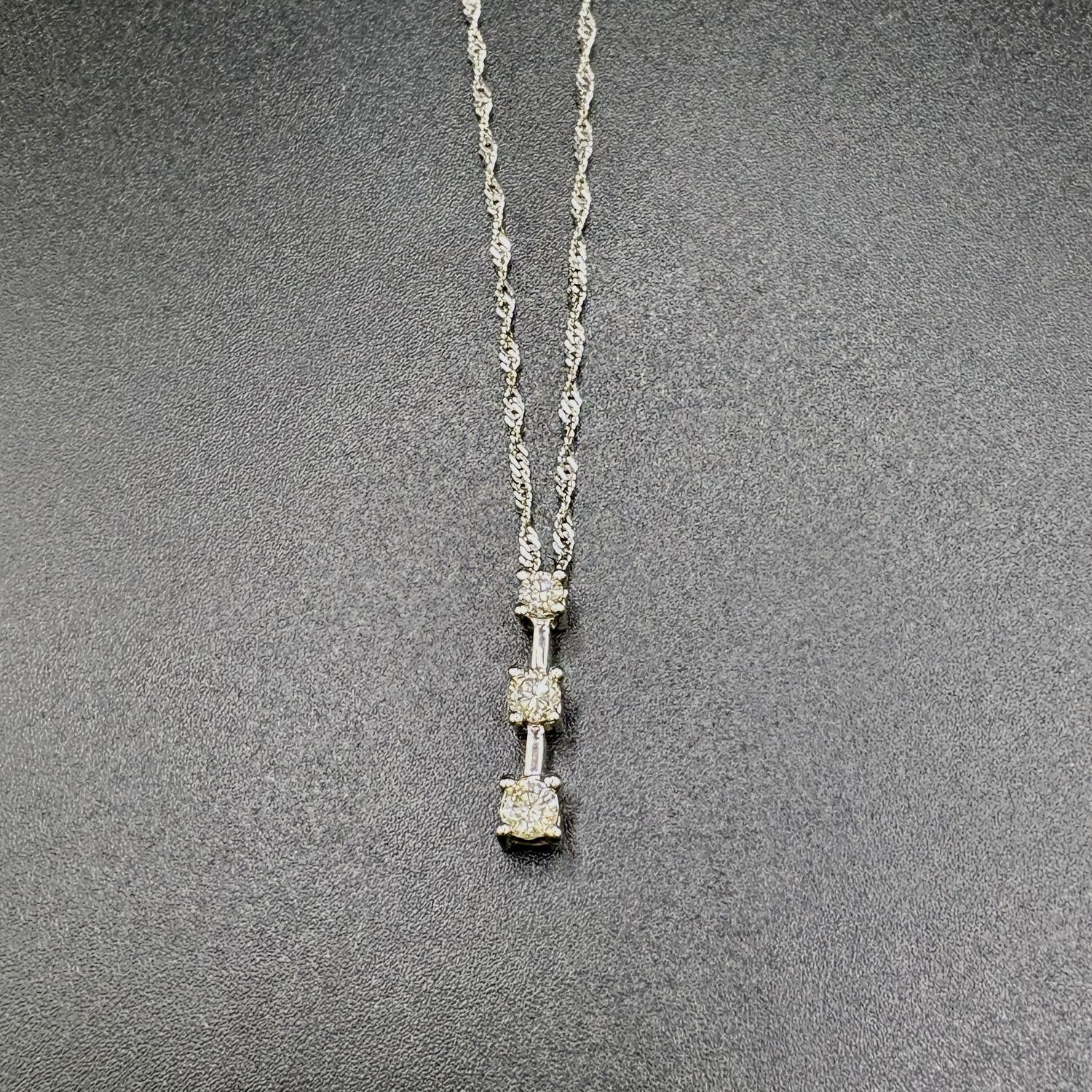 14K PAST, PRESENT, AND FUTURE NATURAL DIAMOND PENDANT AND CHAIN 20&quot;