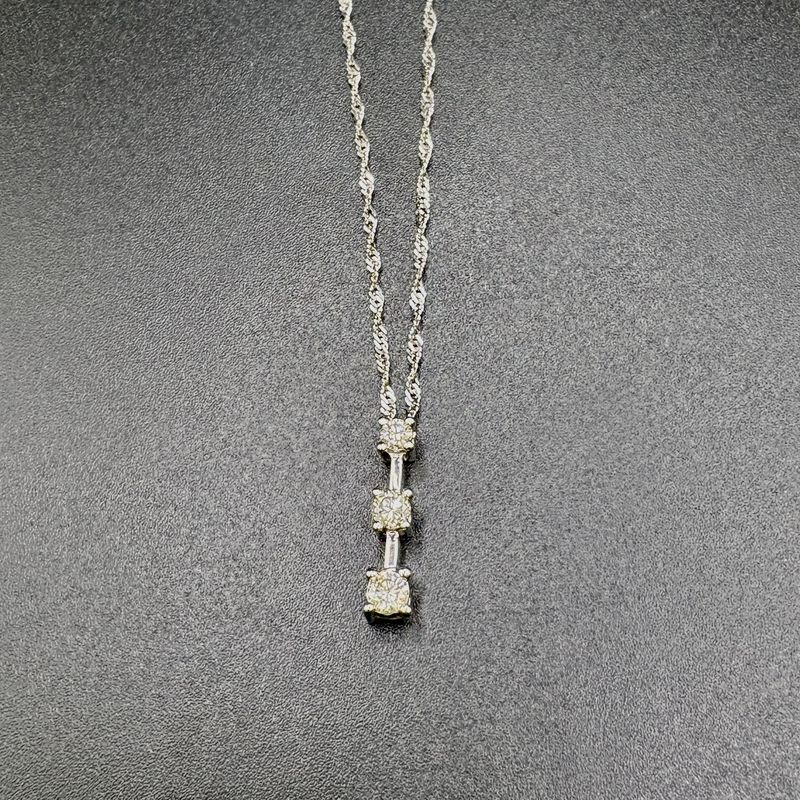14K PAST, PRESENT, AND FUTURE NATURAL DIAMOND PENDANT AND CHAIN 20&quot;