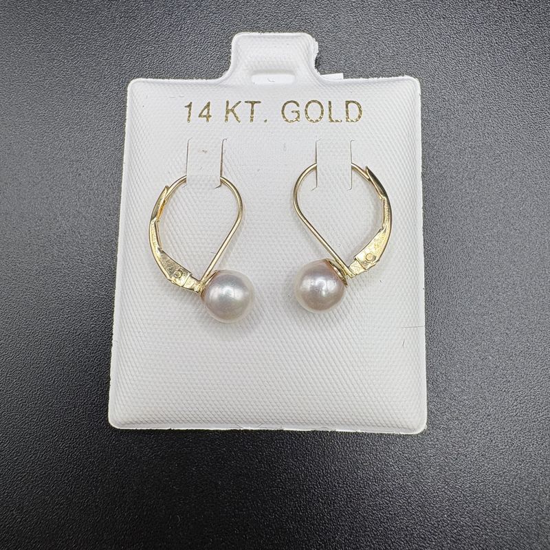 14K PEARL LEVER BACK EARRINGS