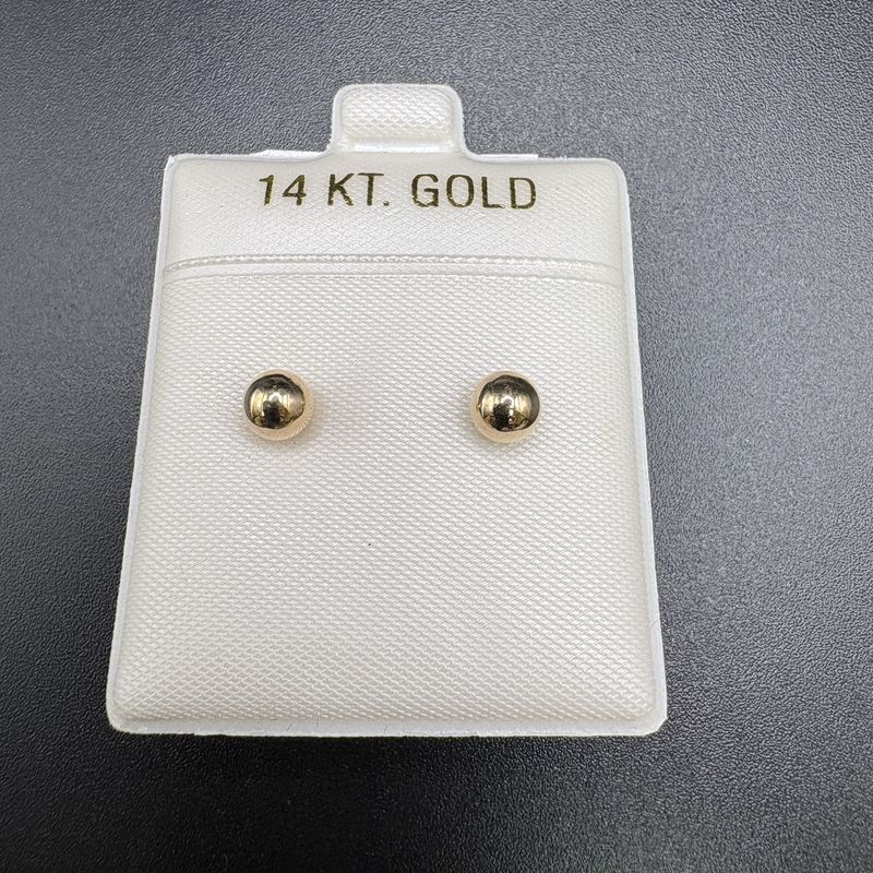 14K SMALL 5MM POLISHED BALL STUD EARRINGS