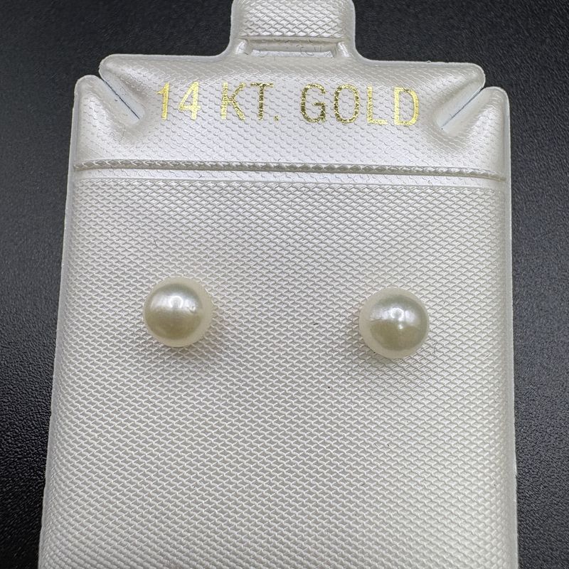 14K PEARL 5MM STUD EARRINGS
